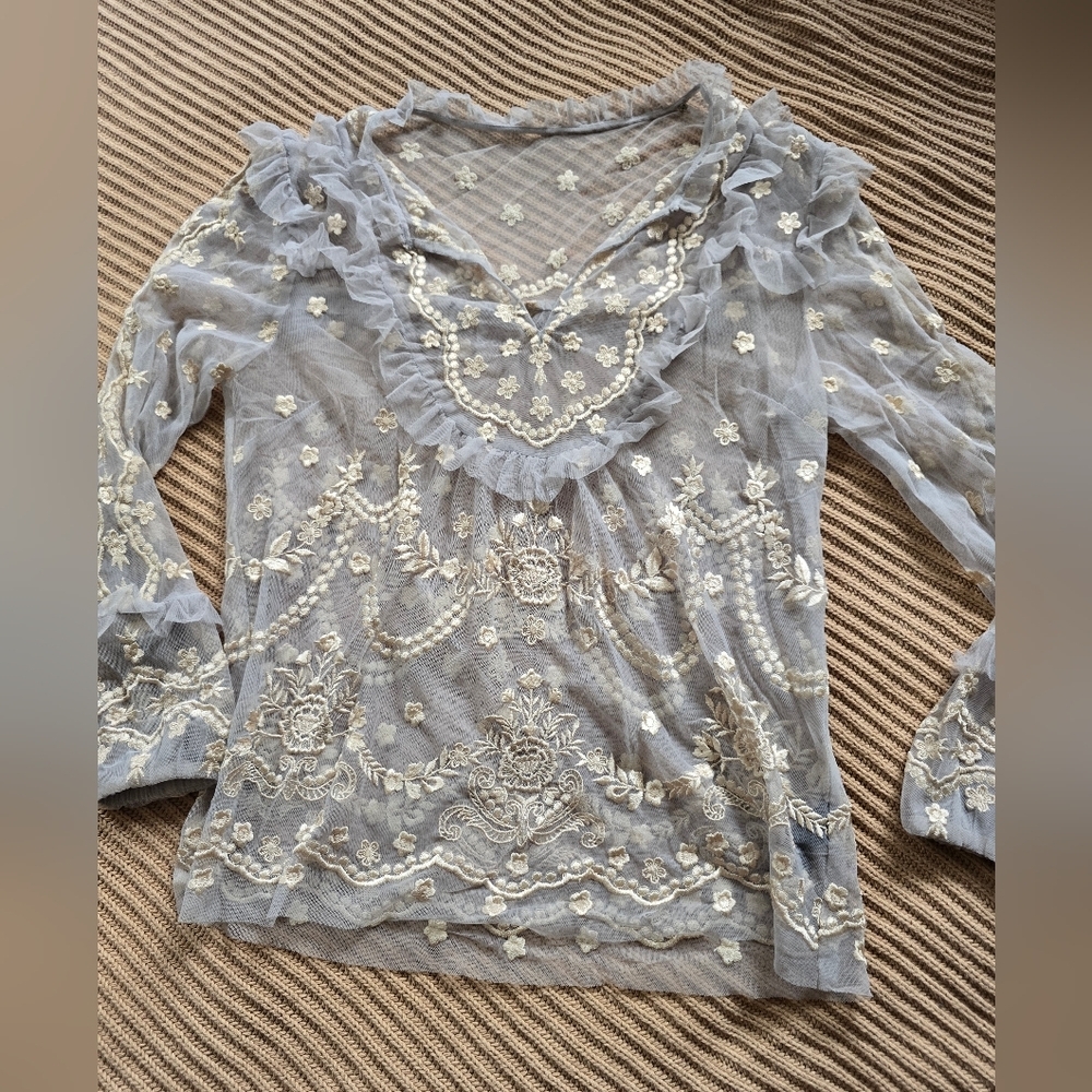 Needle & Thread Sheer Floral Embroidered Blouse